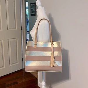 Gold and blush structured tote